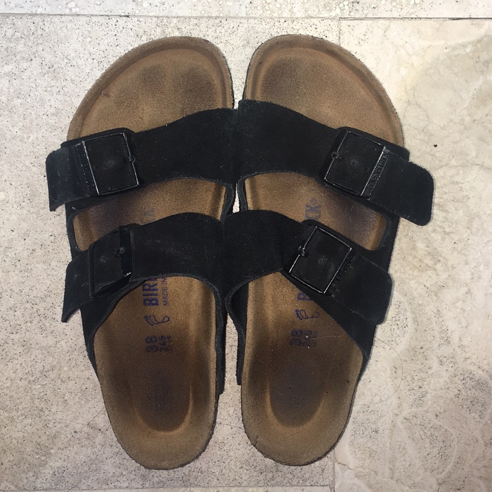 Black suede Birkenstock Sandals